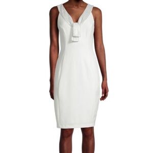 CALVIN KLEIN White Embellished Sleeveless Sheath Dress Size 6